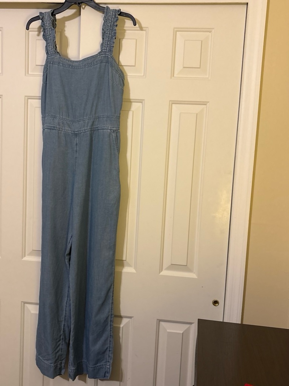 LOFT Light Blue Denim Wide-Leg Jumpsuit